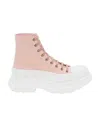 Alexander Mcqueen 45mm Tread Slick Leather Combat Boots In Pink