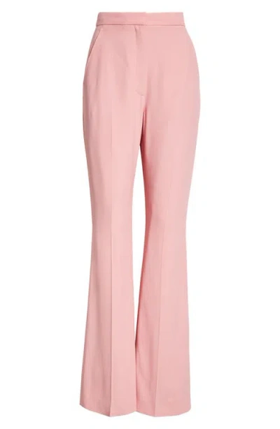 Alexander Mcqueen High Waist Leaf Crepe Narrow Bootcut Trousers In Cherry Blossom Pink