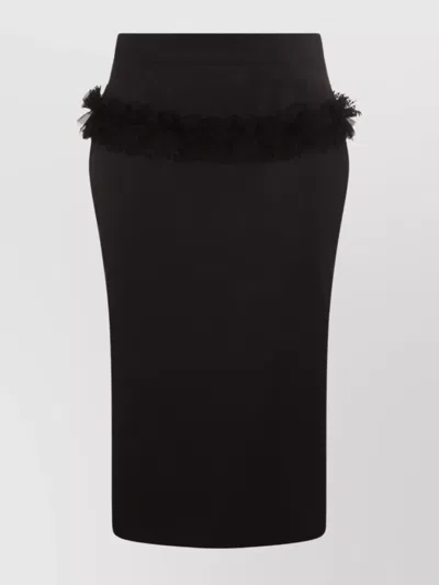 Alexander Mcqueen High Waist Ruffle Detail Midi Skirt In Black