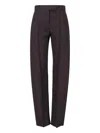 Alexander Mcqueen High-waisted Brown Wool Trousers With Front Pleats In Brown