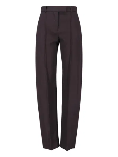 ALEXANDER MCQUEEN ALEXANDER MCQUEEN HIGH-WAISTED BROWN WOOL TROUSERS WITH FRONT PLEATS