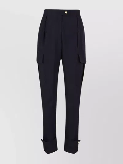 ALEXANDER MCQUEEN HIGH-WAISTED PLEATED PANTS WITH CUFFED HEM