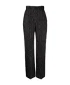 Alexander Mcqueen High-waisted Striped Wool Trousers In Black