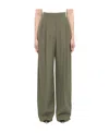 Alexander Mcqueen High Waist Wide Leg Trousers With Belt Loops In Green