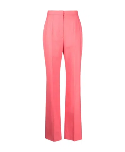 Alexander Mcqueen High-waisted Tailored Wool Trousers In Pink