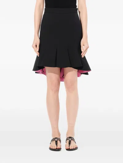 Alexander Mcqueen High-low Pleated Mini Skirt In Black
