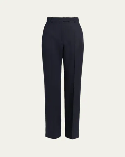 Alexander Mcqueen High-rise Straight-leg Wool Trousers In Blue