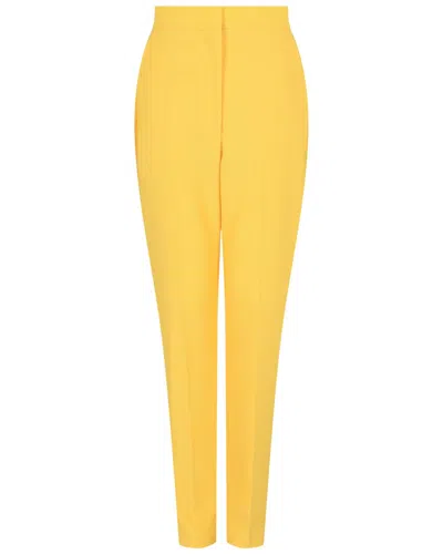 Alexander Mcqueen High-waist Wool Cigarette Trouser In Yellow
