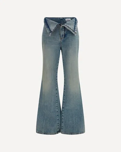 Alexander Mcqueen High-waisted Flared Cotton Denim Jeans In Blue