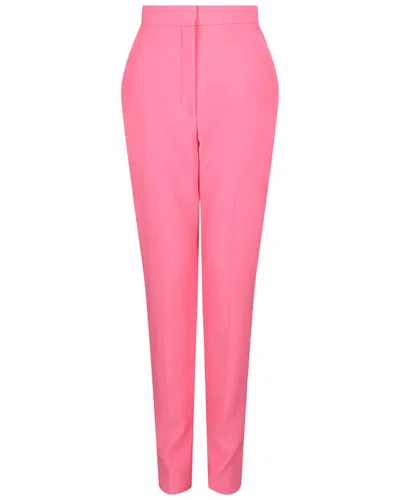 Alexander Mcqueen High-waisted Wool Cigarette Pant In Pink