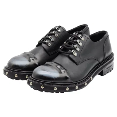 Pre-owned Alexander Mcqueen Hobnail Derby Shoes With Leather In Black
