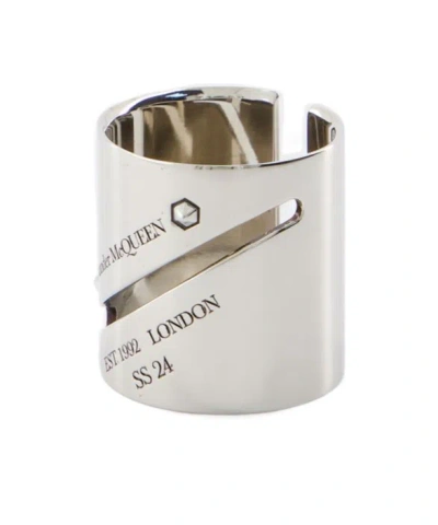 Alexander Mcqueen Hollowed Out Ring In White