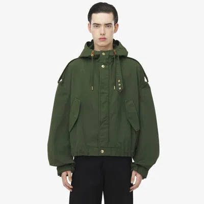 Alexander Mcqueen Cotton Hooded Jacket In Green
