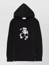 Alexander Mcqueen Hooded Knit Jumper Graphic Logo Detail In Black