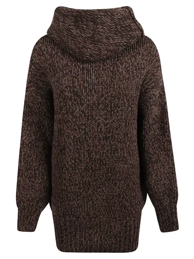 Alexander Mcqueen Hooded Knit Knitted Jumper In Brown