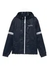 Alexander Mcqueen Hooded Stripe-detail Jacket In Blue