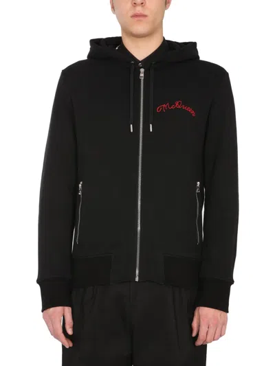 Alexander Mcqueen Alexander Mc Queen Hooded Sweatshirt With Zip In Black