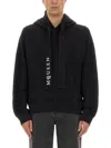 Alexander Mcqueen Hoodie With Drawstring Hood And Kangaroo Pocket In Black