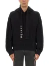 Alexander Mcqueen Hoodie With Drawstring Hood And Kangaroo Pocket In Black
