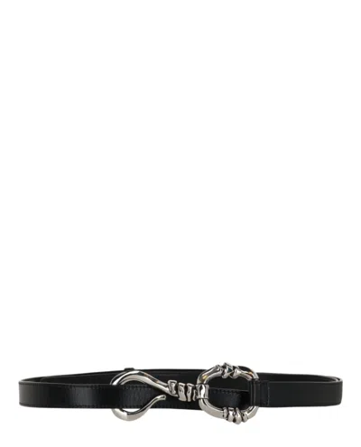 Alexander Mcqueen Hook-embellished Leather Belt In Black