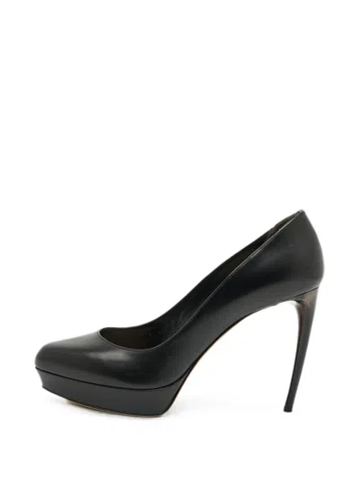 Pre-owned Alexander Mcqueen Horn Platform Pumps In Black