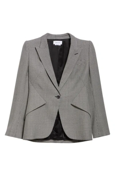 Alexander Mcqueen Mcqueen Houndstooth Check Wool Blazer In Gray