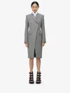Alexander Mcqueen Houndstooth Cutaway Coat In Black/ivory