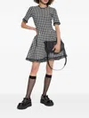Alexander Mcqueen Fringe Trim Houndstooth Round Neckline Short Sleeves In 黑色