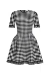 Alexander Mcqueen Fringe Trim Houndstooth Round Neckline Short Sleeves