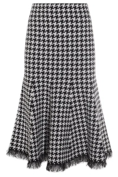 Alexander Mcqueen Black And White Midi Skirt In Multi