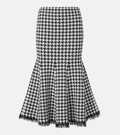 ALEXANDER MCQUEEN HOUNDSTOOTH JACQUARD MIDI SKIRT