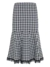 Alexander Mcqueen Houndstooth Midi Skirt In Black