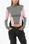 Alexander Mcqueen Houndstooth Motif Wool Crew-neck Sweater In Black
