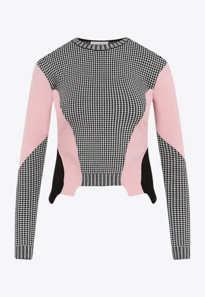 ALEXANDER MCQUEEN HOUNDSTOOTH-PANELS WOOL SWEATER