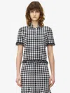 Alexander Mcqueen Houndstooth Polo Top In Black/ivory