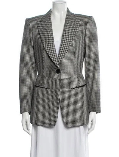 Pre-owned Alexander Mcqueen Houndstooth Print Blazer In Black