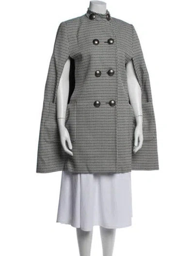 Pre-owned Alexander Mcqueen Houndstooth Print Cape In White