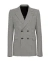 Alexander Mcqueen Houndstooth-print Double-breasted Blazer In Gray