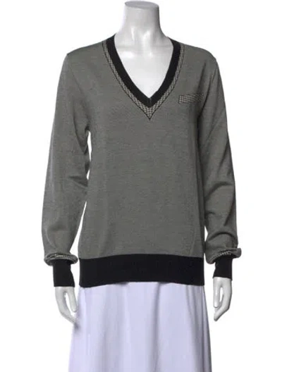 Pre-owned Alexander Mcqueen Houndstooth Print V-neck Sweater In Black/grey