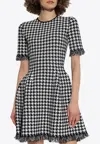 Alexander Mcqueen Fringe Trim Houndstooth Round Neckline Short Sleeves