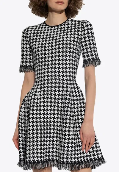 Alexander Mcqueen Houndstooth Short-sleeved Mini Dress