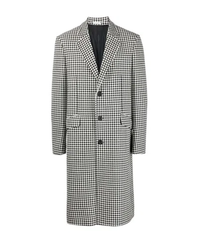 Alexander Mcqueen Houndstooth Single-breasted Coat In Gray