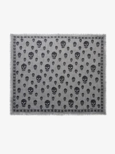 Alexander Mcqueen Houndstooth Skull Foulard In Black/ivory