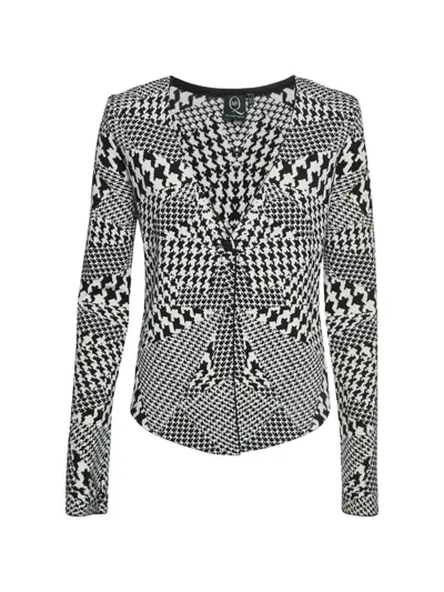 Pre-owned Alexander Mcqueen Houndstooth-pattern Knitted Cardigan In White