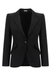 Alexander Mcqueen Padded-shoulder Single-breasted Blazer In Black