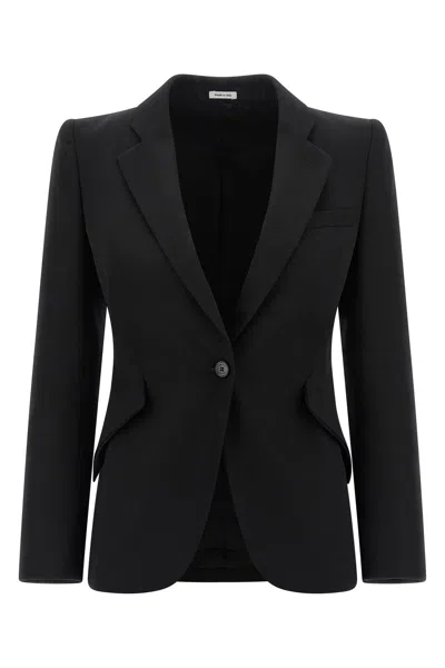 Alexander Mcqueen Padded-shoulder Single-breasted Blazer In Black