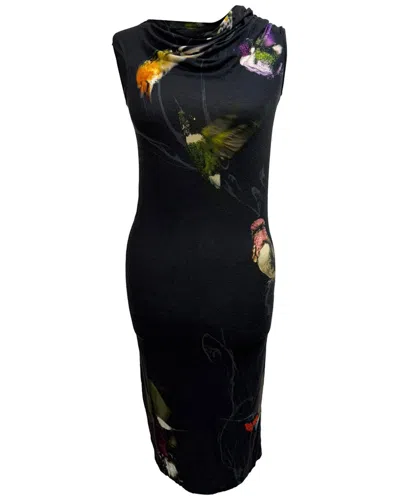 Pre-owned Alexander Mcqueen Hummingbird Print Midi Dress