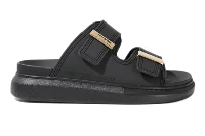 Pre-owned Alexander Mcqueen Hybrid Buckled Rubber Sandals Black Gold (women's) In Black/gold