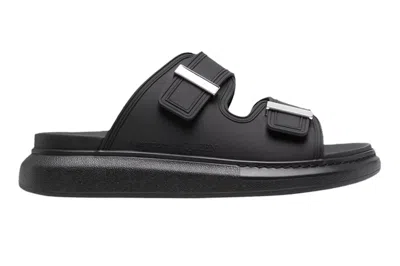 Pre-owned Alexander Mcqueen Hybrid Buckled Rubber Sandals Black Silver (women's) In Black/silver