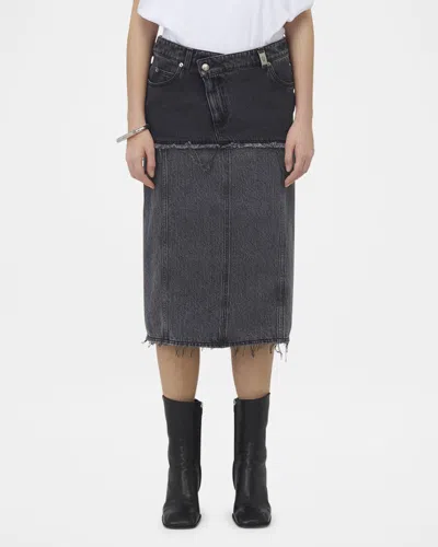 ALEXANDER MCQUEEN HYBRID DENIM MIDI SKIRT